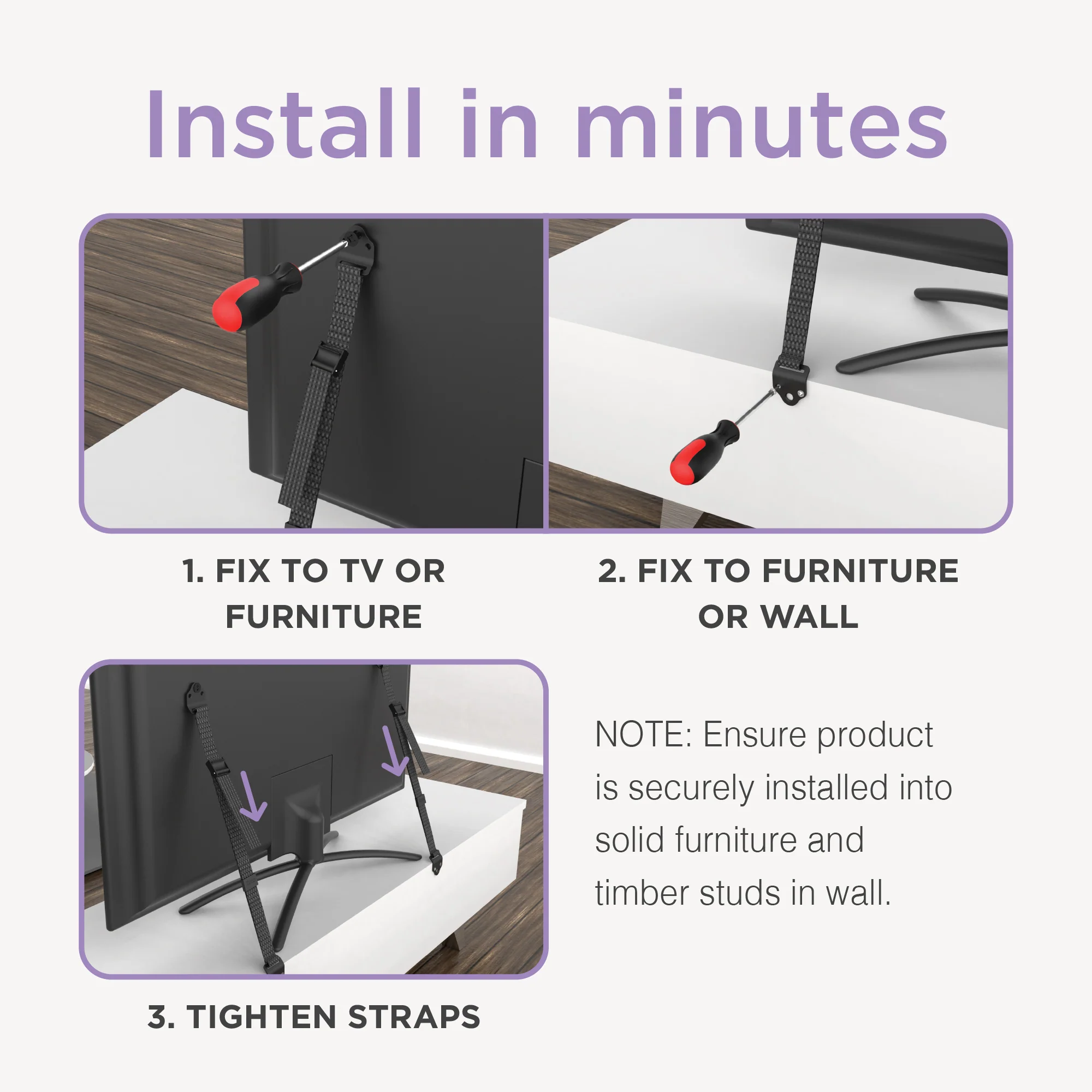 Adjustable Furniture & TV Anchors | Metal Frame - Image 4