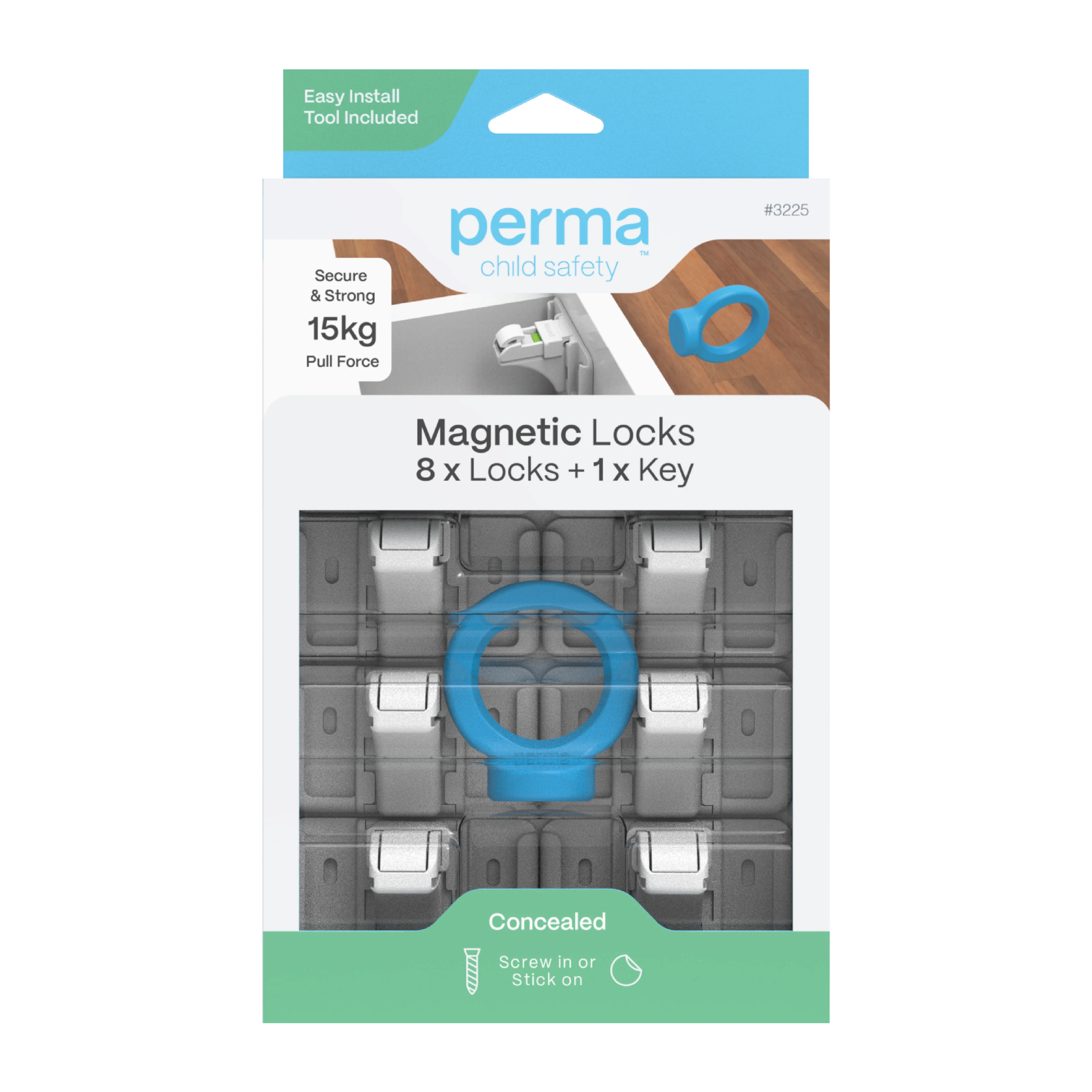 Adhesive Magnetic Cabinet & Drawer Locks With Key - Image 4